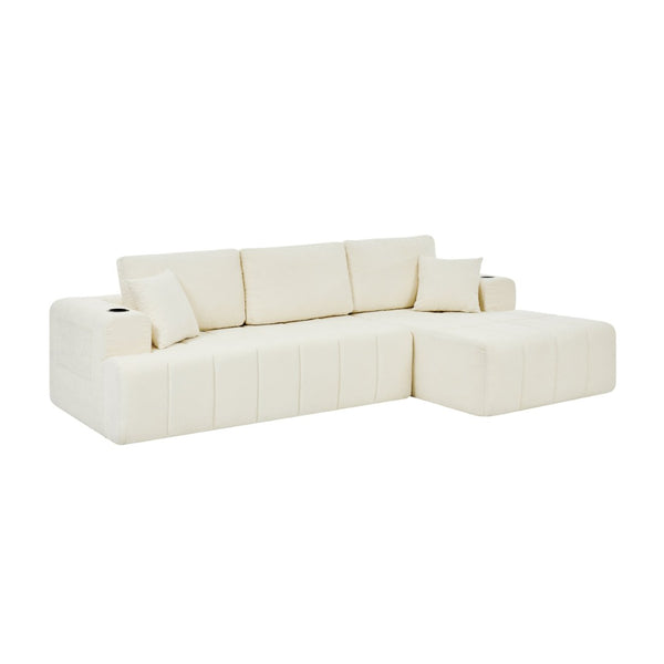 English Elm 108 Inch Cloud Sectional Sofa Plush Chenille L Shape Chaise for Living Room Comfort W5802S00009