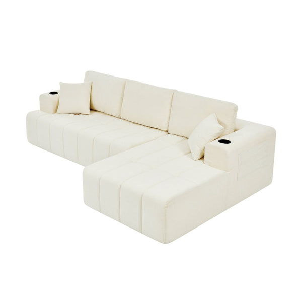 English Elm 108 Inch Cloud Sectional Sofa Plush Chenille L Shape Chaise for Living Room Comfort W5802S00009