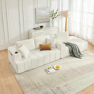 English Elm 108 Inch Cloud Sectional Sofa Plush Chenille L Shape Chaise for Living Room Comfort W5802S00009