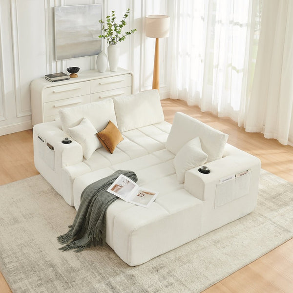 English Elm 108 Inch Cloud Sectional Sofa Plush Chenille L Shape Chaise for Living Room Comfort W5802S00009
