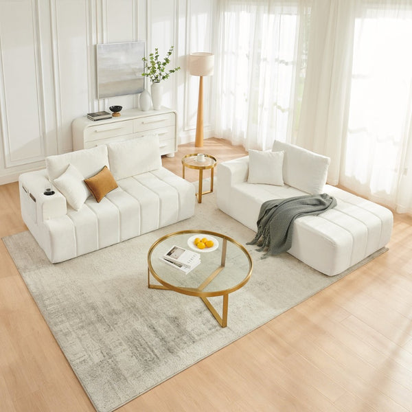 English Elm 108 Inch Cloud Sectional Sofa Plush Chenille L Shape Chaise for Living Room Comfort W5802S00009
