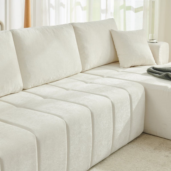 English Elm 108 Inch Cloud Sectional Sofa Plush Chenille L Shape Chaise for Living Room Comfort W5802S00009