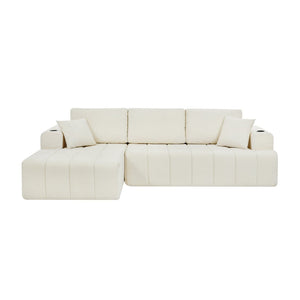 English Elm 108 Inch Cloud Sectional Chenille L Shaped Sofa with Chaise for Living Room Comfort W5802S00010