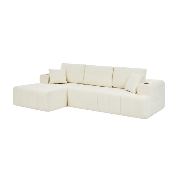 English Elm 108 Inch Cloud Sectional Chenille L Shaped Sofa with Chaise for Living Room Comfort W5802S00010