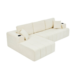 English Elm 108 Inch Cloud Sectional Chenille L Shaped Sofa with Chaise for Living Room Comfort W5802S00010
