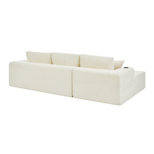 English Elm 108 Inch Cloud Sectional Chenille L Shaped Sofa with Chaise for Living Room Comfort W5802S00010