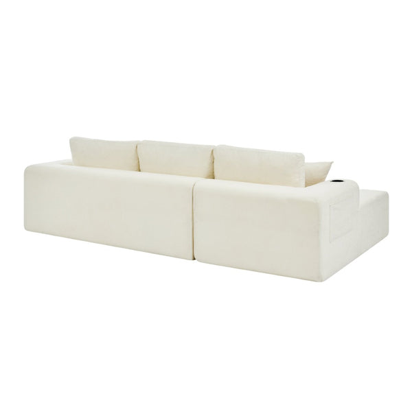 English Elm 108 Inch Cloud Sectional Chenille L Shaped Sofa with Chaise for Living Room Comfort W5802S00010