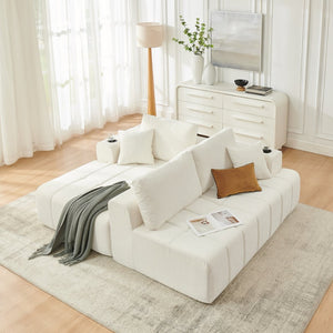 English Elm 108 Inch Cloud Sectional Chenille L Shaped Sofa with Chaise for Living Room Comfort W5802S00010