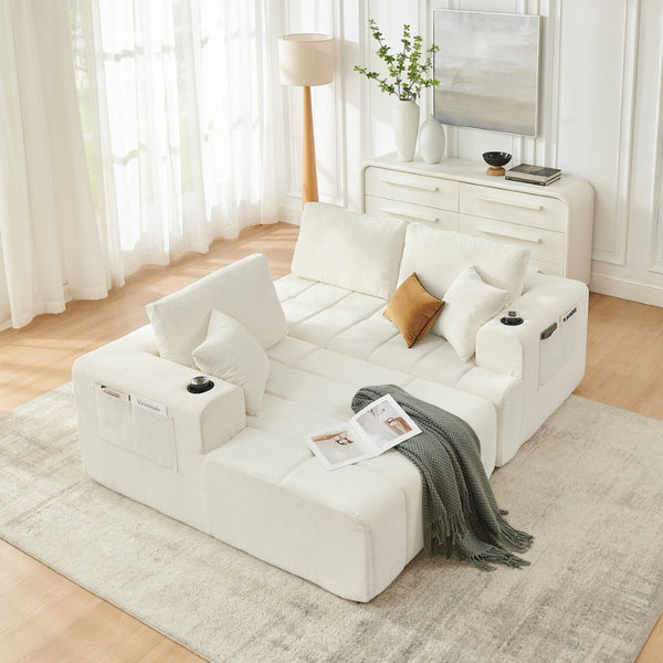 English Elm 108 Inch Cloud Sectional Chenille L Shaped Sofa with Chaise for Living Room Comfort W5802S00010
