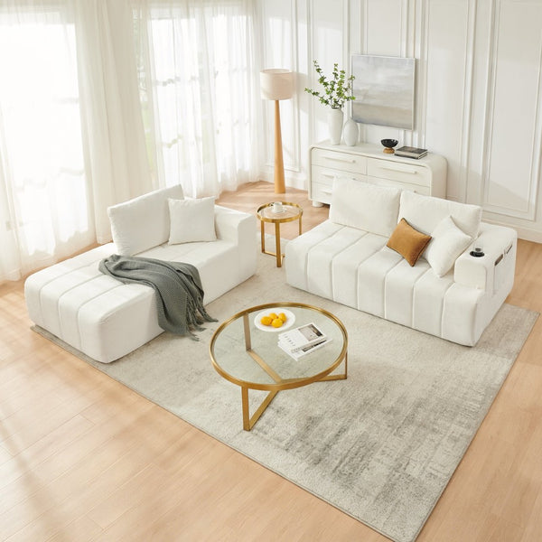 English Elm 108 Inch Cloud Sectional Chenille L Shaped Sofa with Chaise for Living Room Comfort W5802S00010