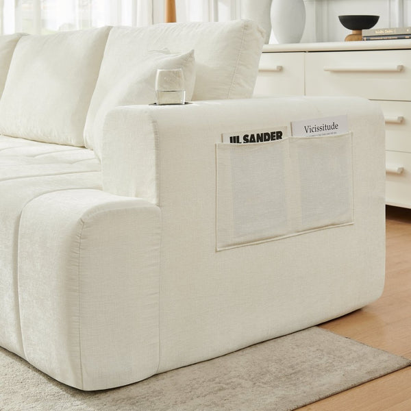 English Elm 108 Inch Cloud Sectional Chenille L Shaped Sofa with Chaise for Living Room Comfort W5802S00010