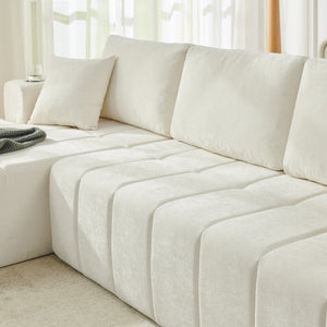 English Elm 108 Inch Cloud Sectional Chenille L Shaped Sofa with Chaise for Living Room Comfort W5802S00010