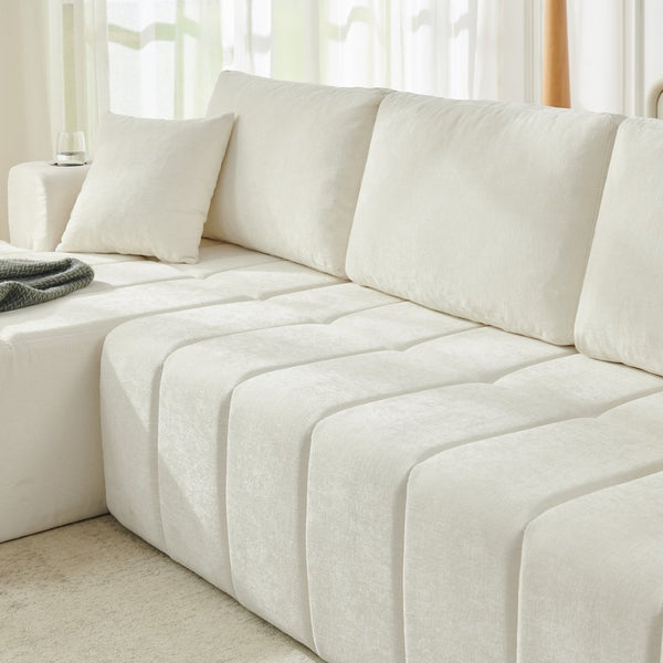 English Elm 108 Inch Cloud Sectional Chenille L Shaped Sofa with Chaise for Living Room Comfort W5802S00010