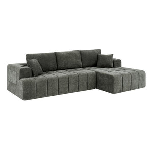 English Elm 108 Inch Cloud Sectional Sofa Chenille Modular L Shape with Chaise and Cup Holders W5802S00011