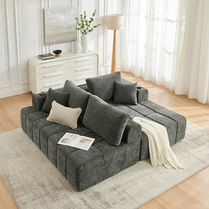 English Elm 108 Inch Cloud Sectional Sofa Chenille Modular L Shape with Chaise and Cup Holders W5802S00011
