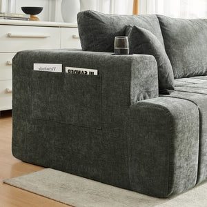 English Elm 108 Inch Cloud Sectional Sofa Chenille Modular L Shape with Chaise and Cup Holders W5802S00011