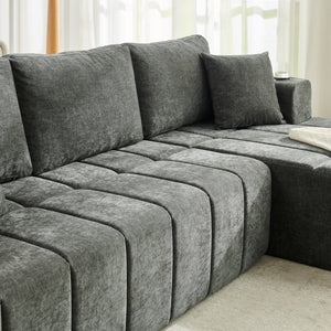 English Elm 108 Inch Cloud Sectional Sofa Chenille Modular L Shape with Chaise and Cup Holders W5802S00011