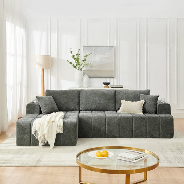 English Elm 108 Inch Cloud Sectional Sofa Chenille Upholstered L Shape Couch with Reversible Chaise W5802S00012
