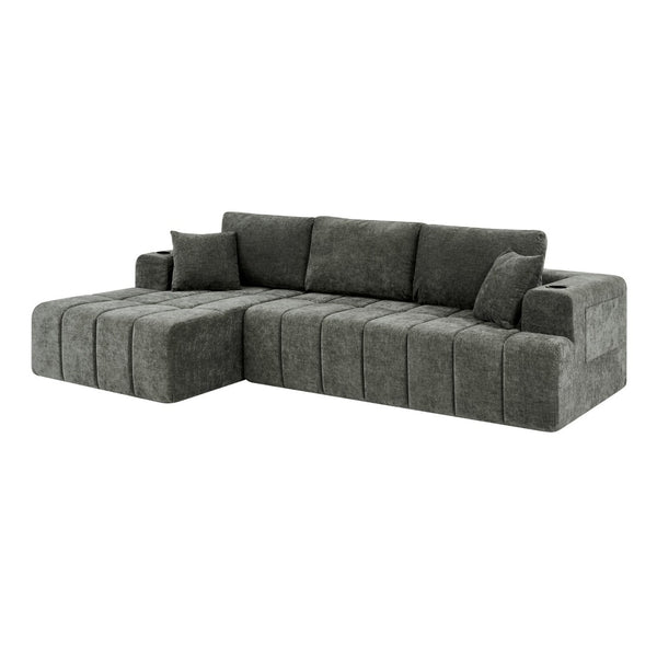 English Elm 108 Inch Cloud Sectional Sofa Chenille Upholstered L Shape Couch with Reversible Chaise W5802S00012