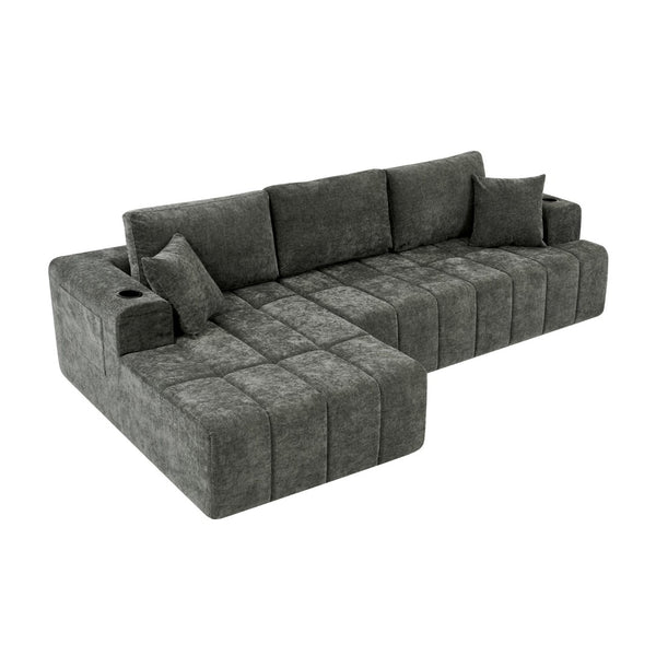 English Elm 108 Inch Cloud Sectional Sofa Chenille Upholstered L Shape Couch with Reversible Chaise W5802S00012