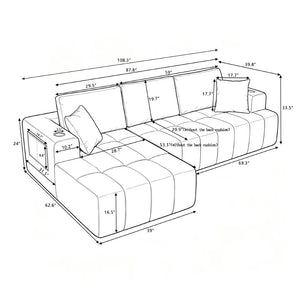 English Elm 108 Inch Cloud Sectional Sofa Chenille Upholstered L Shape Couch with Reversible Chaise W5802S00012