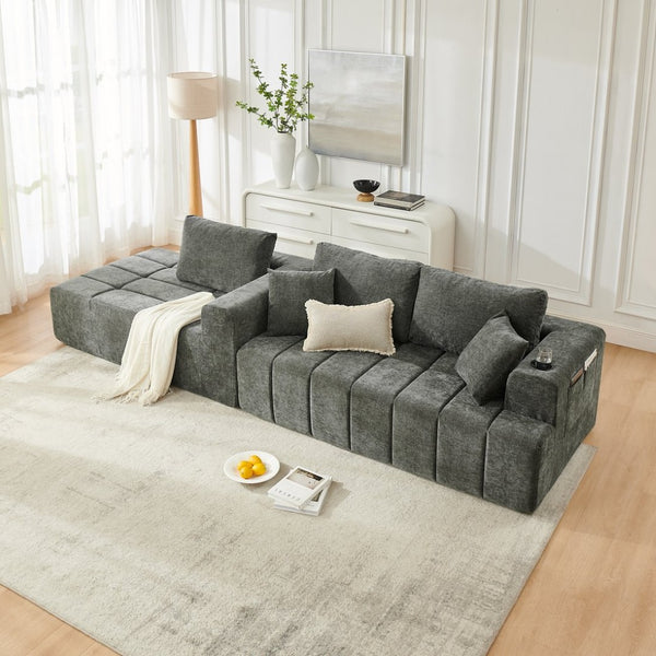 English Elm 108 Inch Cloud Sectional Sofa Chenille Upholstered L Shape Couch with Reversible Chaise W5802S00012