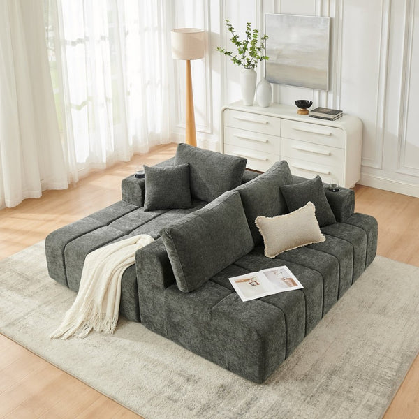 English Elm 108 Inch Cloud Sectional Sofa Chenille Upholstered L Shape Couch with Reversible Chaise W5802S00012