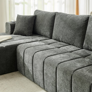 English Elm 108 Inch Cloud Sectional Sofa Chenille Upholstered L Shape Couch with Reversible Chaise W5802S00012