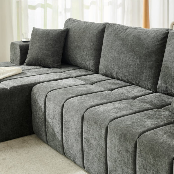 English Elm 108 Inch Cloud Sectional Sofa Chenille Upholstered L Shape Couch with Reversible Chaise W5802S00012