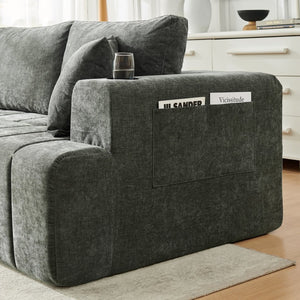 English Elm 108 Inch Cloud Sectional Sofa Chenille Upholstered L Shape Couch with Reversible Chaise W5802S00012