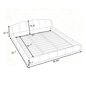 English Elm King Chenille Upholstered Low Profile Platform Bed Curved Padded Headboard Bedroom Pink W5802S00022