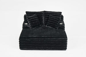 English Elm Oversized Corduroy Chaise Lounge Plush Cloud Cushioning Cup Holders Bedroom Ready Black W5808P497052