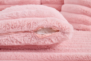English Elm Oversized Corduroy Chaise Lounge Plush Cloud Cushioning Cup Holders Bedroom Ready Pink W5808P497059
