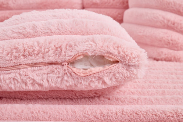 English Elm Oversized Corduroy Chaise Lounge Plush Cloud Cushioning Cup Holders Bedroom Ready Pink W5808P497059