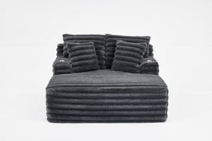English Elm Oversized Corduroy Chaise Lounge Plush Cloud Cushioning Cup Holders Bedroom Ready Grey W5808P497060