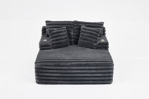 English Elm Oversized Corduroy Chaise Lounge Plush Cloud Cushioning Cup Holders Bedroom Ready Grey W5808P497060