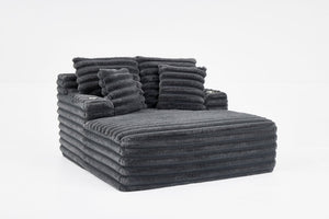 English Elm Oversized Corduroy Chaise Lounge Plush Cloud Cushioning Cup Holders Bedroom Ready Grey W5808P497060