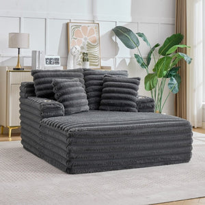 English Elm Oversized Corduroy Chaise Lounge Plush Cloud Cushioning Cup Holders Bedroom Ready Grey W5808P497060