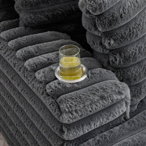 English Elm Oversized Corduroy Chaise Lounge Plush Cloud Cushioning Cup Holders Bedroom Ready Grey W5808P497060