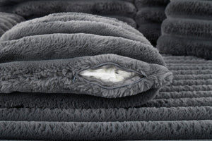 English Elm Oversized Corduroy Chaise Lounge Plush Cloud Cushioning Cup Holders Bedroom Ready Grey W5808P497060