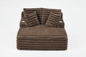 English Elm Oversized Corduroy Chaise Lounge Plush Cloud Cushioning Cup Holders Bedroom Ready Brown W5808P497061
