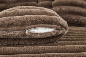 English Elm Oversized Corduroy Chaise Lounge Plush Cloud Cushioning Cup Holders Bedroom Ready Brown W5808P497061