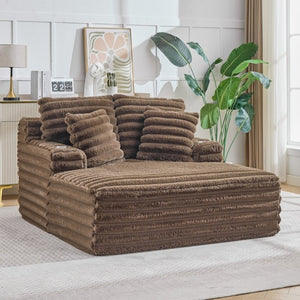 English Elm Oversized Corduroy Chaise Lounge Plush Cloud Cushioning Cup Holders Bedroom Ready Brown W5808P497061