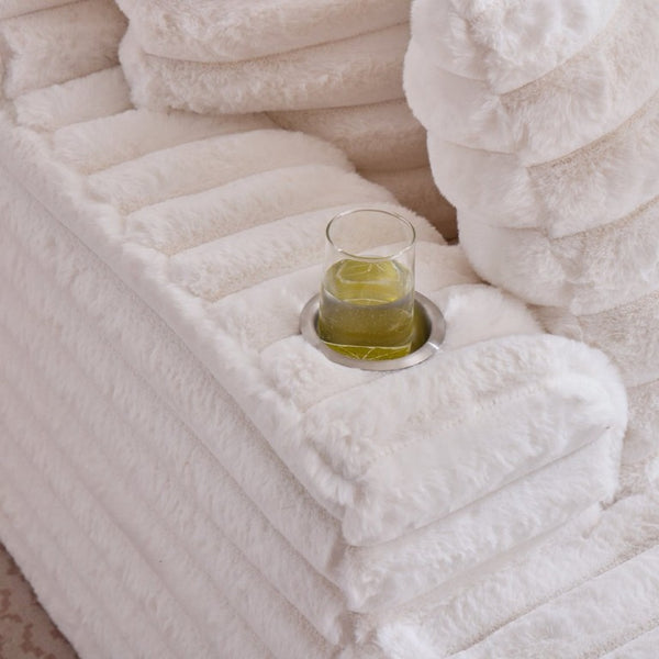 English Elm Oversized Corduroy Chaise Lounge Plush Cloud Cushioning Cup Holders Bedroom Ready White W5808P505249