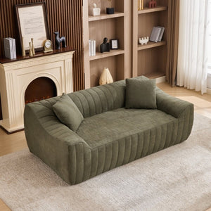 English Elm Oversized Faux Leather Loveseat Deep Seat Two Person Sofa for Apartments and Small Spaces Green W5808P516669