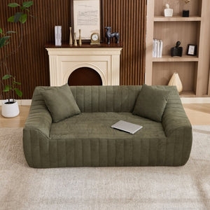 English Elm Oversized Faux Leather Loveseat Deep Seat Two Person Sofa for Apartments and Small Spaces Green W5808P516669