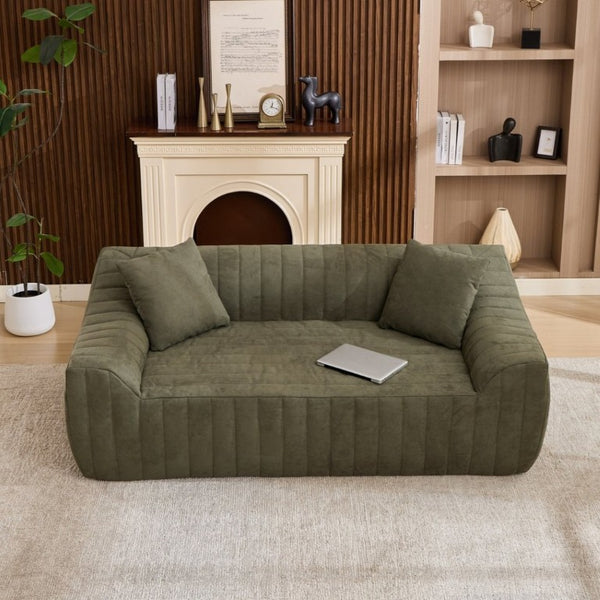 English Elm Oversized Faux Leather Loveseat Deep Seat Two Person Sofa for Apartments and Small Spaces Green W5808P516669