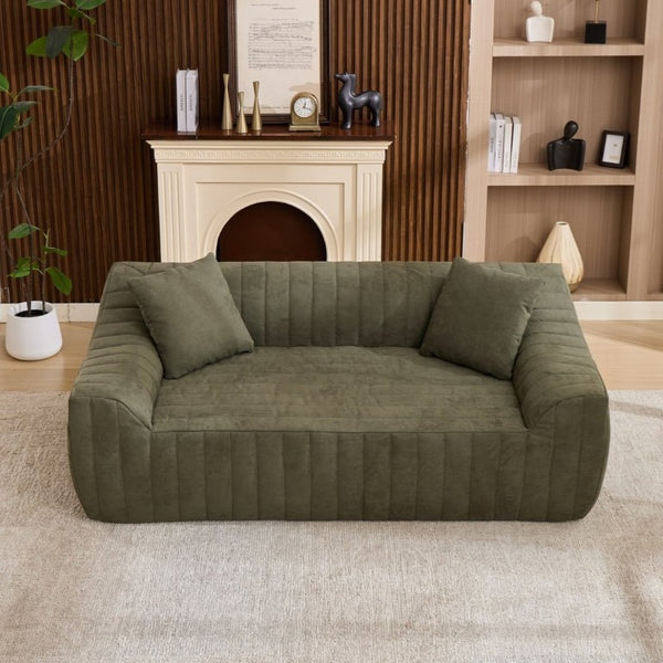 English Elm Oversized Faux Leather Loveseat Deep Seat Two Person Sofa for Apartments and Small Spaces Green W5808P516669