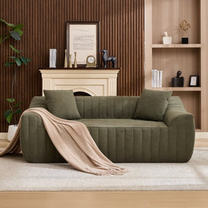 English Elm Oversized Faux Leather Loveseat Deep Seat Two Person Sofa for Apartments and Small Spaces Green W5808P516669