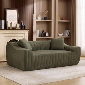 English Elm Oversized Faux Leather Loveseat Deep Seat Two Person Sofa for Apartments and Small Spaces Green W5808P516669